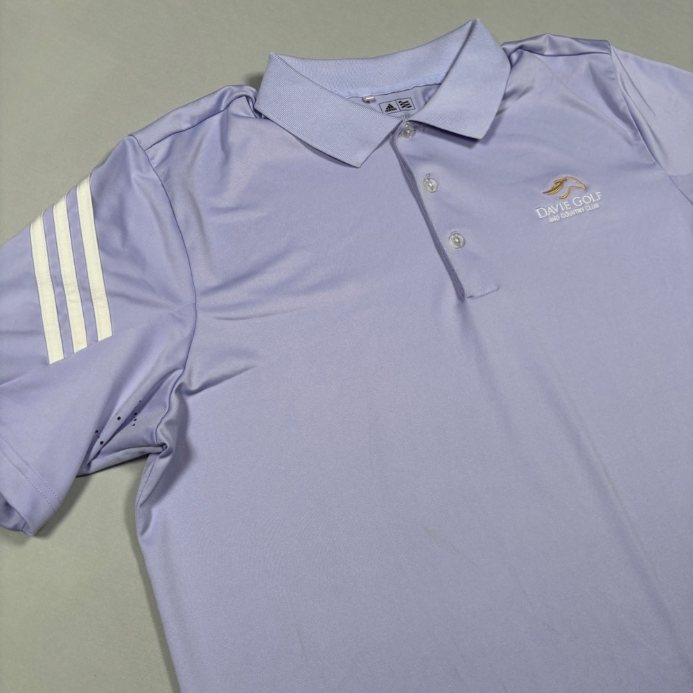 Adidas Golf Polo Mens Large Purple Davie Golf Country‎ Club Puremotion Coolmax